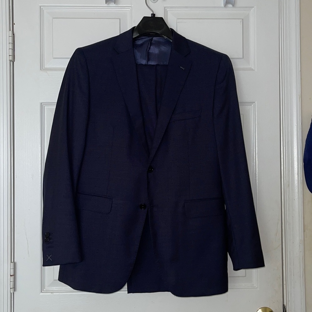 Massimo Dutti Blue Wool Suit
